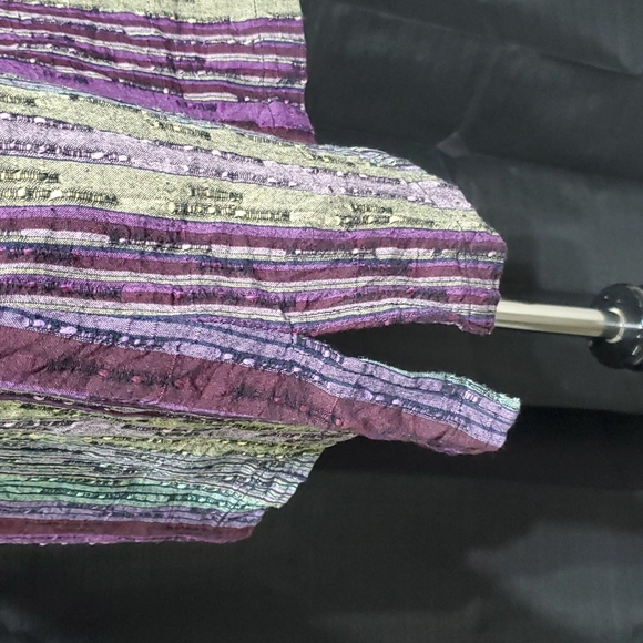 Multi color striped button down blouse - Picture 3 of 7